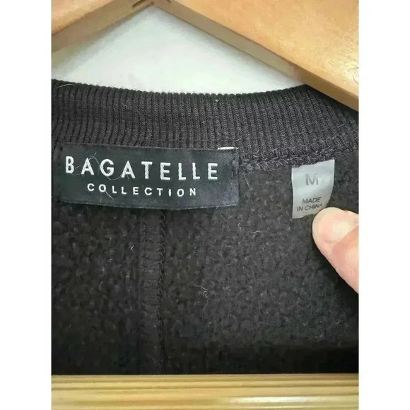 Bagatelle Fleece Open Jacket Women's M Black Long Sleeve Side Slit Pockets - Picture 4 of 10